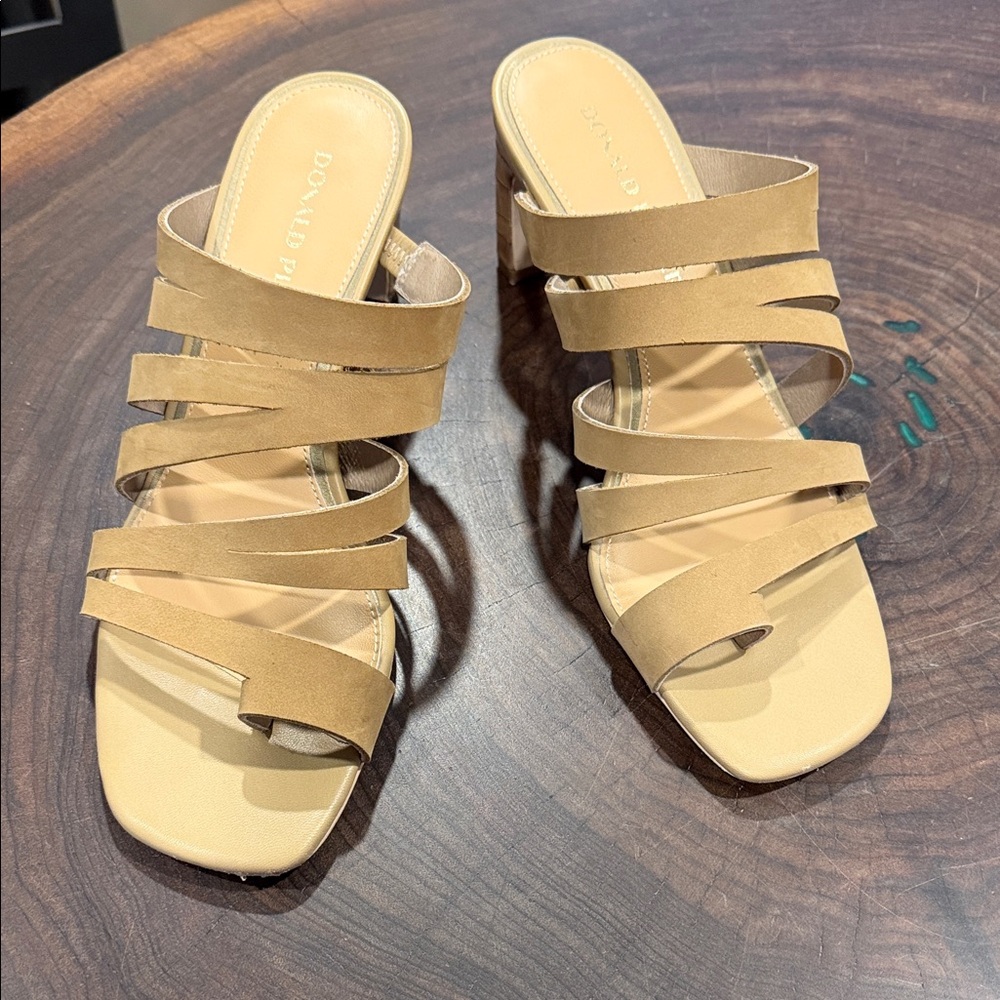 Donald J. Pliner Tan Multi-Strap Block Heel Sandals